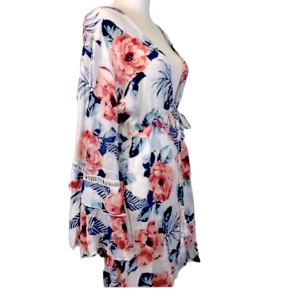 Blue Island floral open front beach dress, - Picture 2 of 7